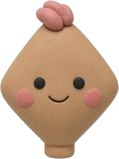 Clay illustration of a diamond face shape: wide cheekbones, narrow forehead and chin