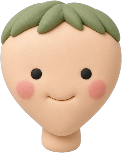 Clay illustration of a heart face shape: wide forehead, narrow chin