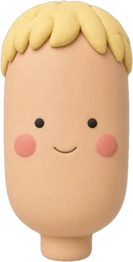 Clay illustration of an oblong face shape: long face with straight sides