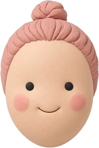 Clay illustration of an oval face shape: longer than wide, softly rounded jaw