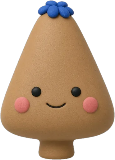 Clay illustration of a triangle face shape: jaw wider than forehead