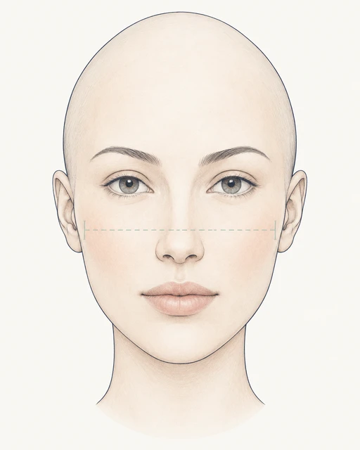 Editorial illustration of an oval face: longer than wide with a softly rounded jaw